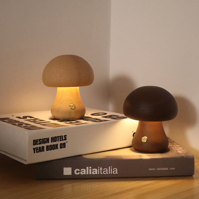 Wooden Vintage Mushroom Table Lamp