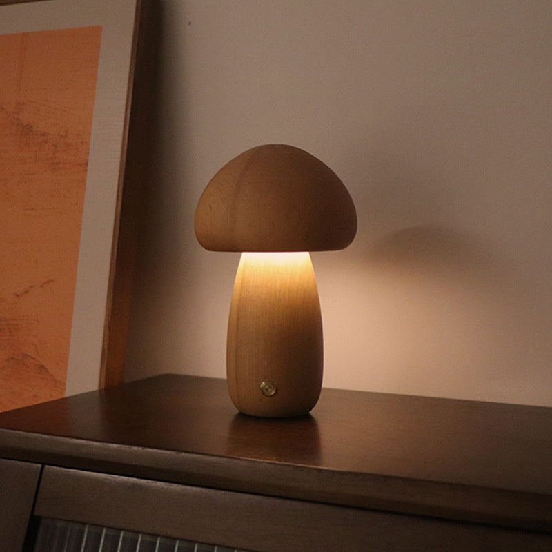 Wooden Vintage Mushroom Table Lamp