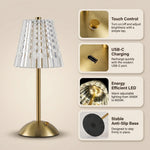 Luxury Glass Table Lamp with Sparkling Crystal Shade