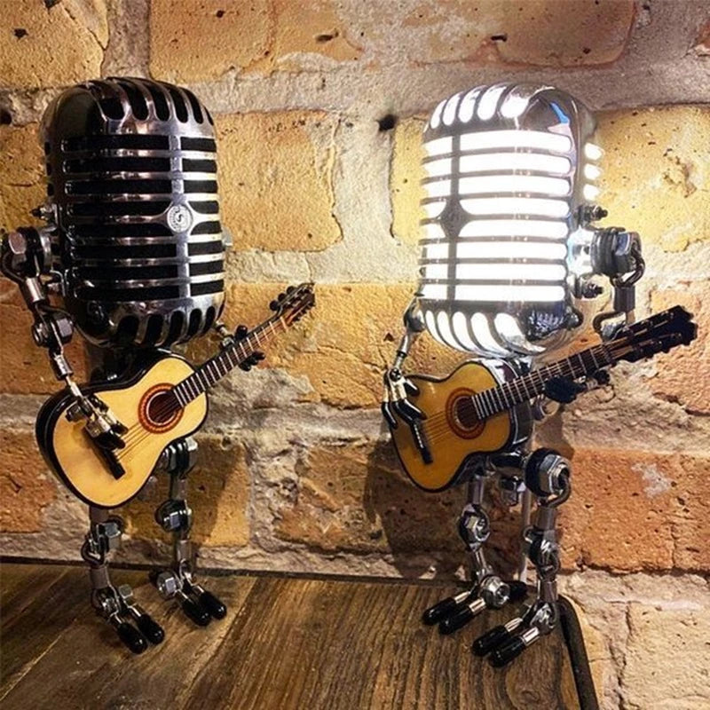 Vintage Metal Microphone Robot Desk Lamp