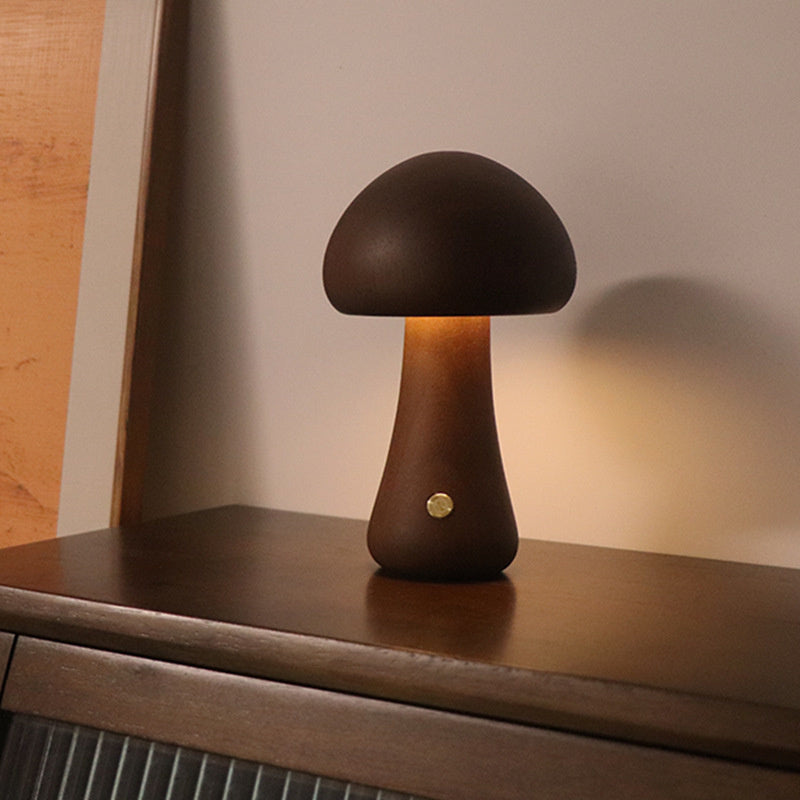 Wooden Vintage Mushroom Table Lamp