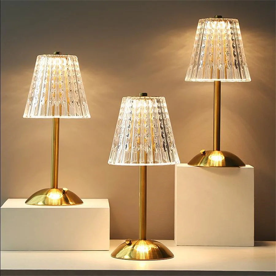 Luxury Glass Table Lamp with Sparkling Crystal Shade