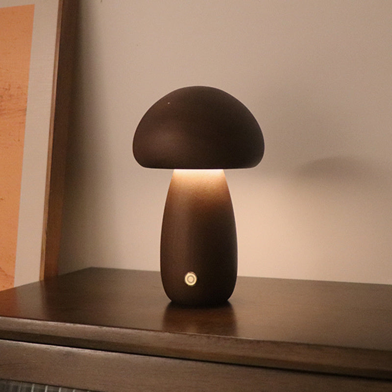 Wooden Vintage Mushroom Table Lamp