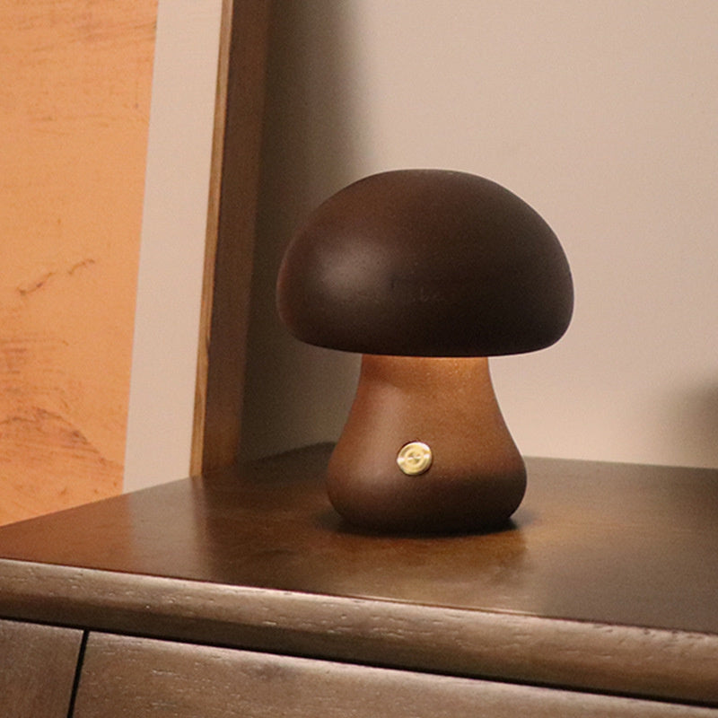 Wooden Vintage Mushroom Table Lamp