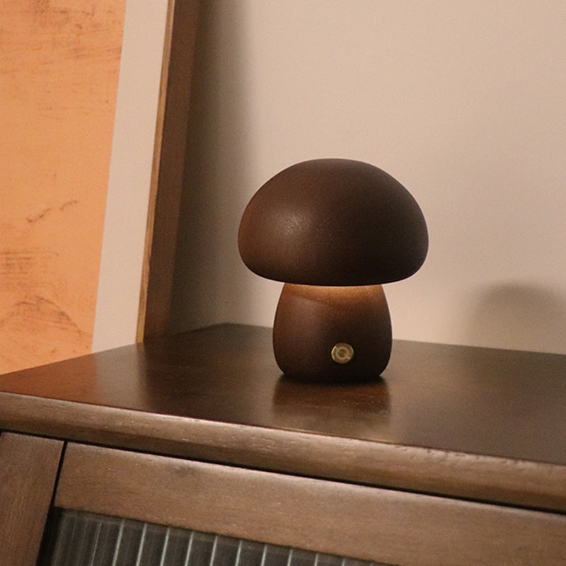 Wooden Vintage Mushroom Table Lamp