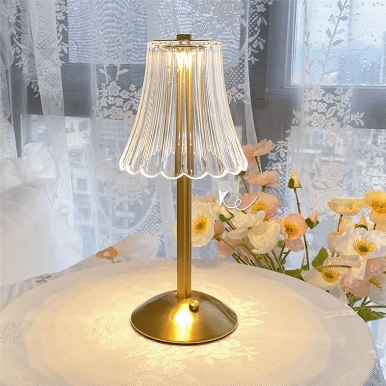 Luxury Glass Table Lamp with Sparkling Crystal Shade