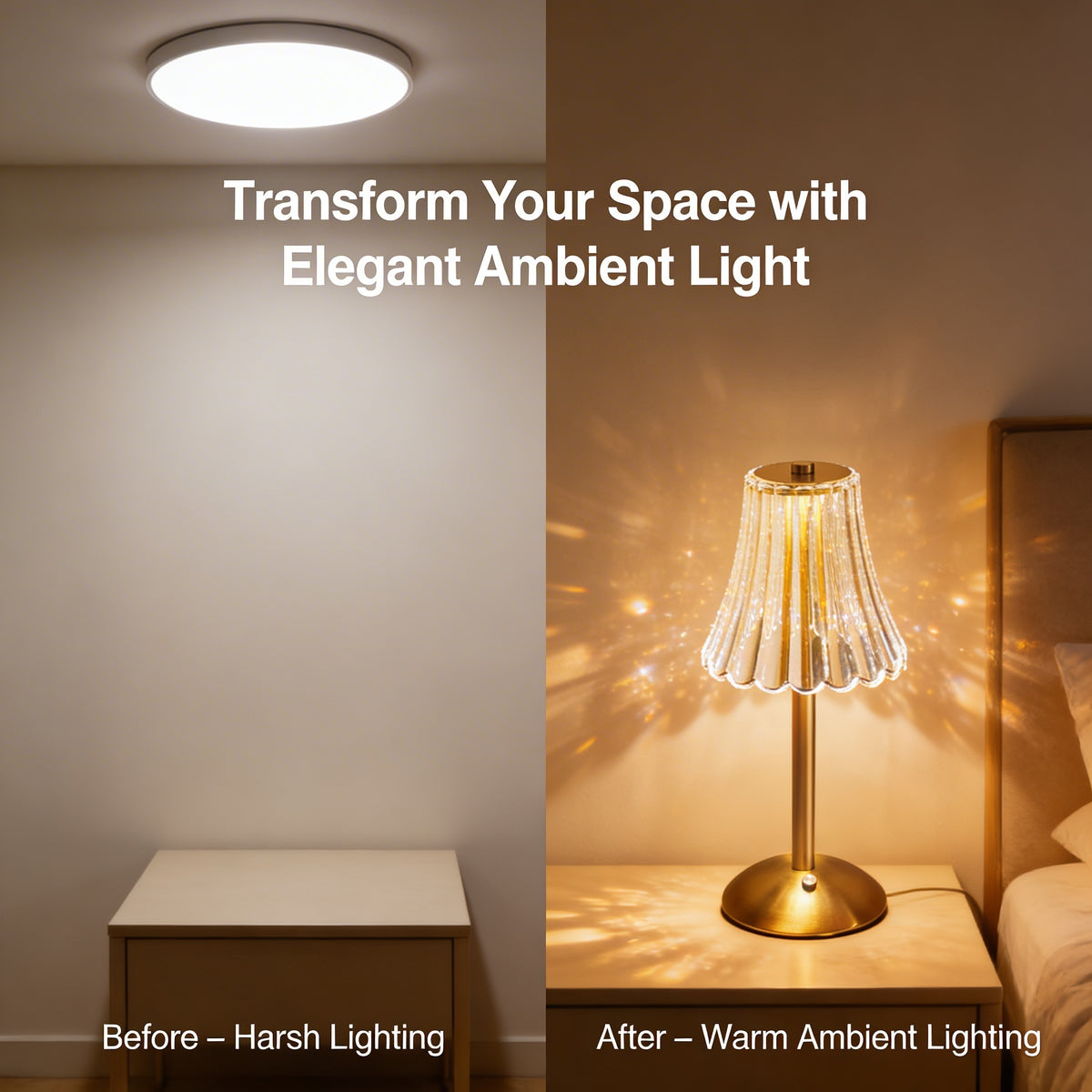 Luxury Glass Table Lamp with Sparkling Crystal Shade