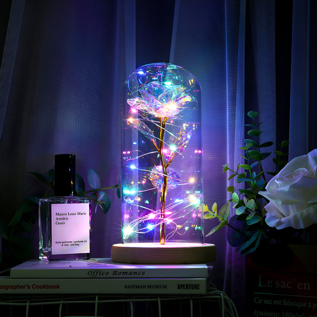 Galaxy Enchanted Rose LED Glass Display