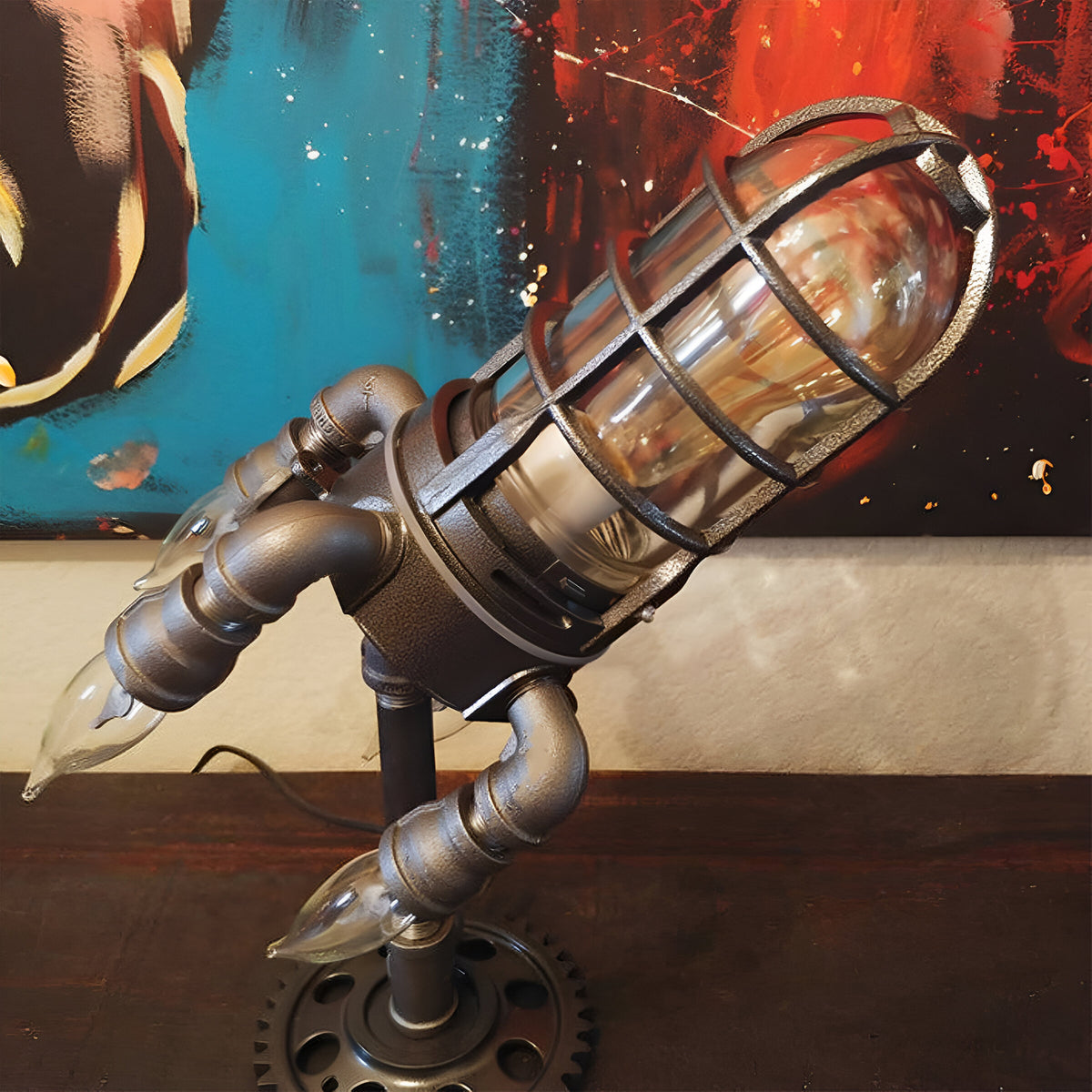 Steampunk Rocket Lamp