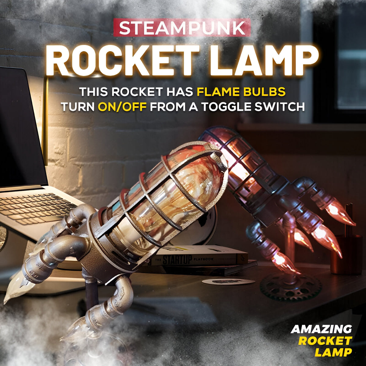 Steampunk Rocket Lamp