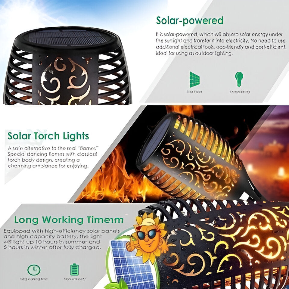 Solar Light Waterproof Flickering Flames Torches